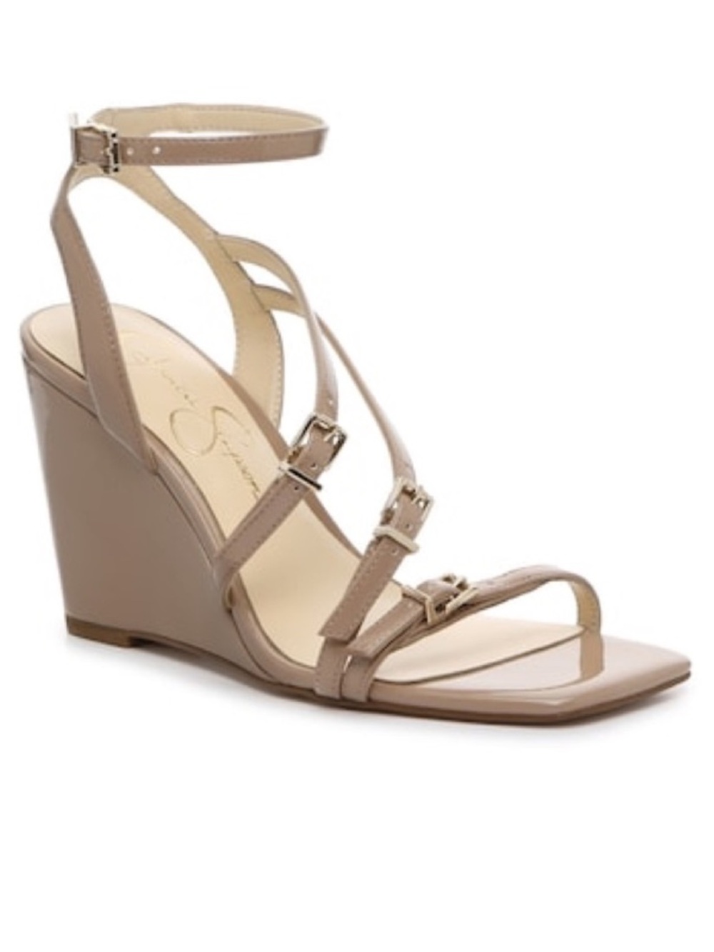 Strappy Wedge Sandal Heels in Chai Latte by Jessica Simpson "Aliara" 8.5 M